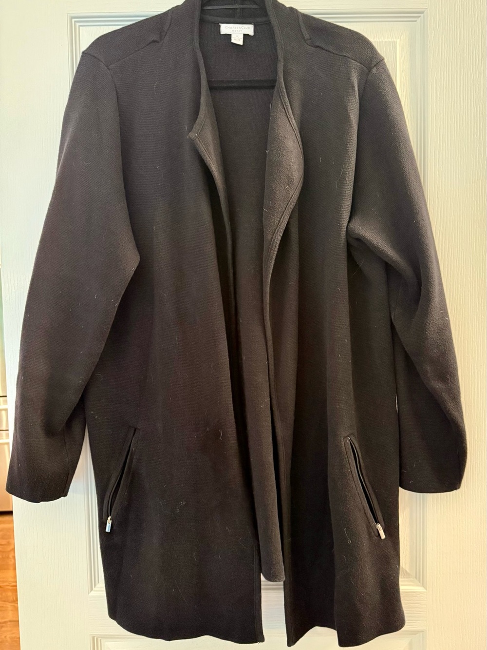 Charter Club Black Open-Front Coat